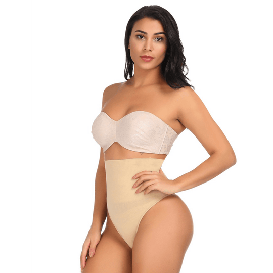 (1+1 FREE) Tummy Control Thong (Black + Beige)