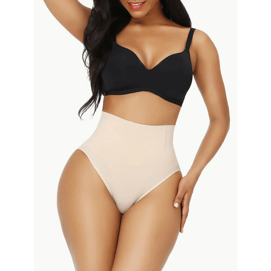 (1+1 FREE) Tummy Control Thong (Black + Beige)