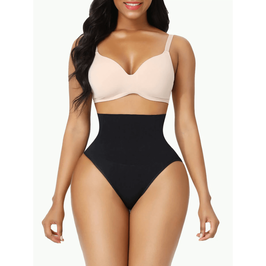 (1+1 FREE) Tummy Control Thong (Black + Beige)