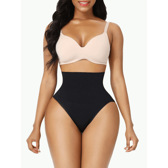 (1+1 FREE) Tummy Control Thong (Black + Beige)